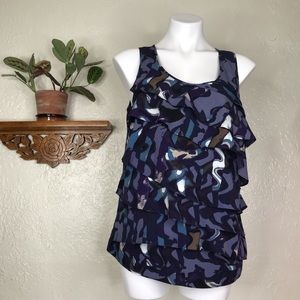 ➡️ANN TAYLOR LOFT⬅️Purple Sleeveless Ruffle Tiered
